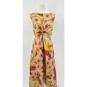 Gorman Linen Floral Fruit Midi Dress Artist Print Art Cut out Sheath 10 NWT